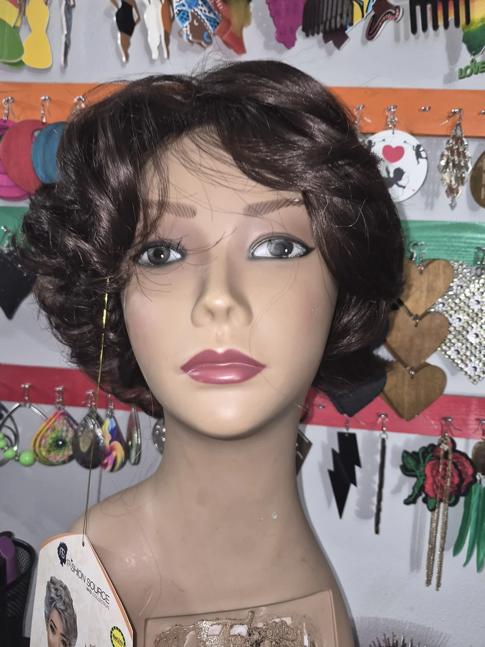 Classic Short Brown Wig with Soft Waves - Women Hair
